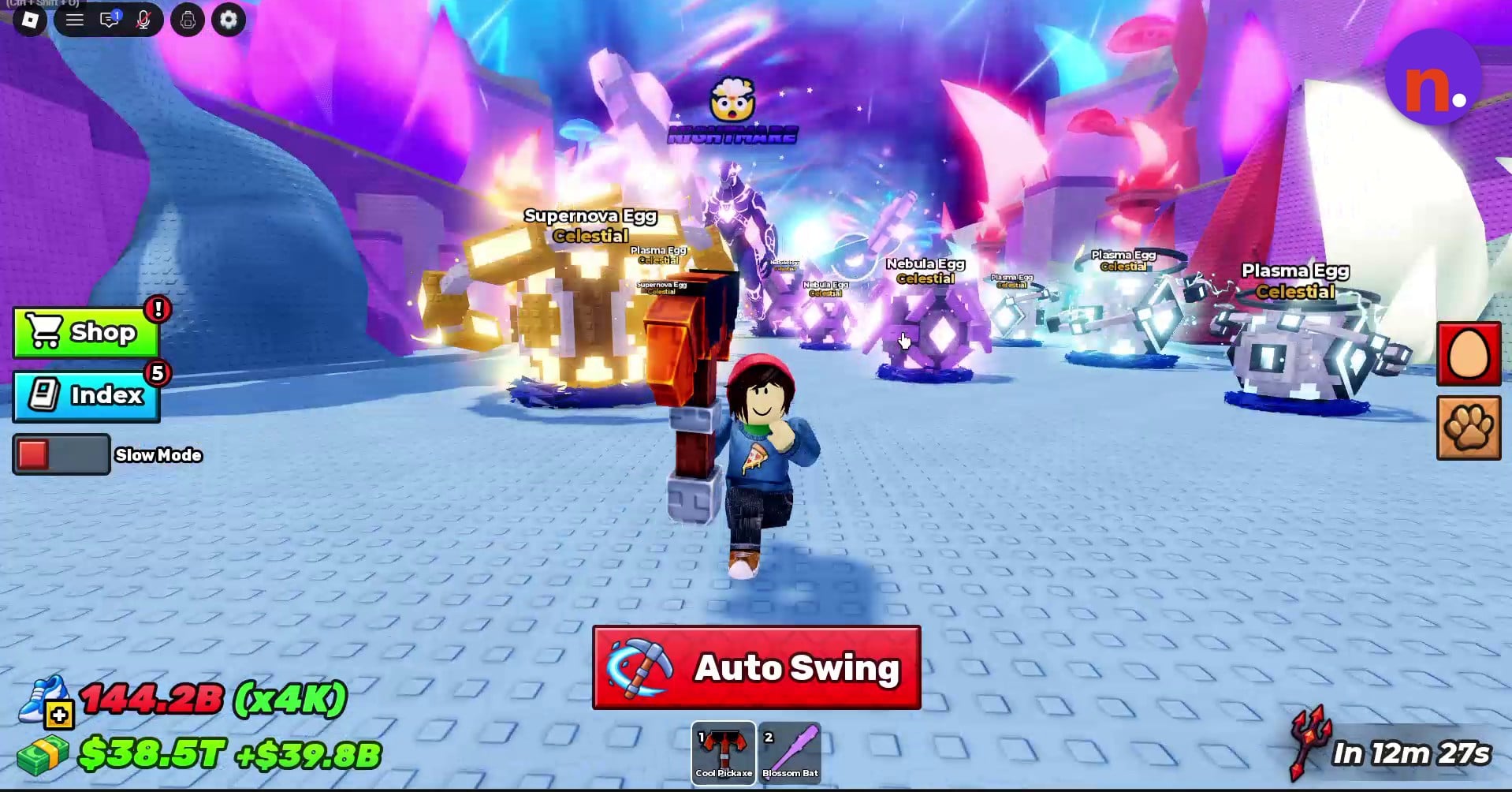 In-game screenshot of Planet X eggs in Break and Steal an Egg